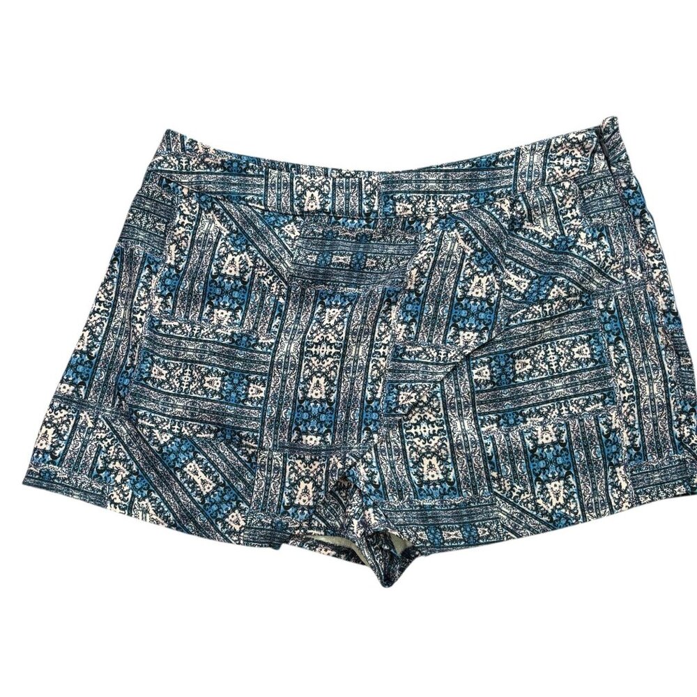 Pink Republic Womens Large Shorts Skort Blue Pink Bohemian Pattern Zipper